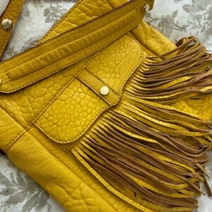 Rebecca Minkoff Boho Pebble Marigold Crossbody Bag with Fringe
